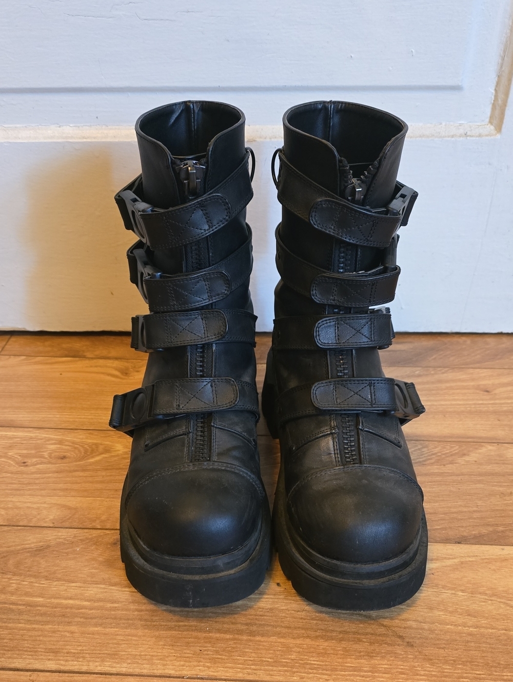 demonia renegade 55 strappy boots | vegan leather | women's US sz 12 | platform